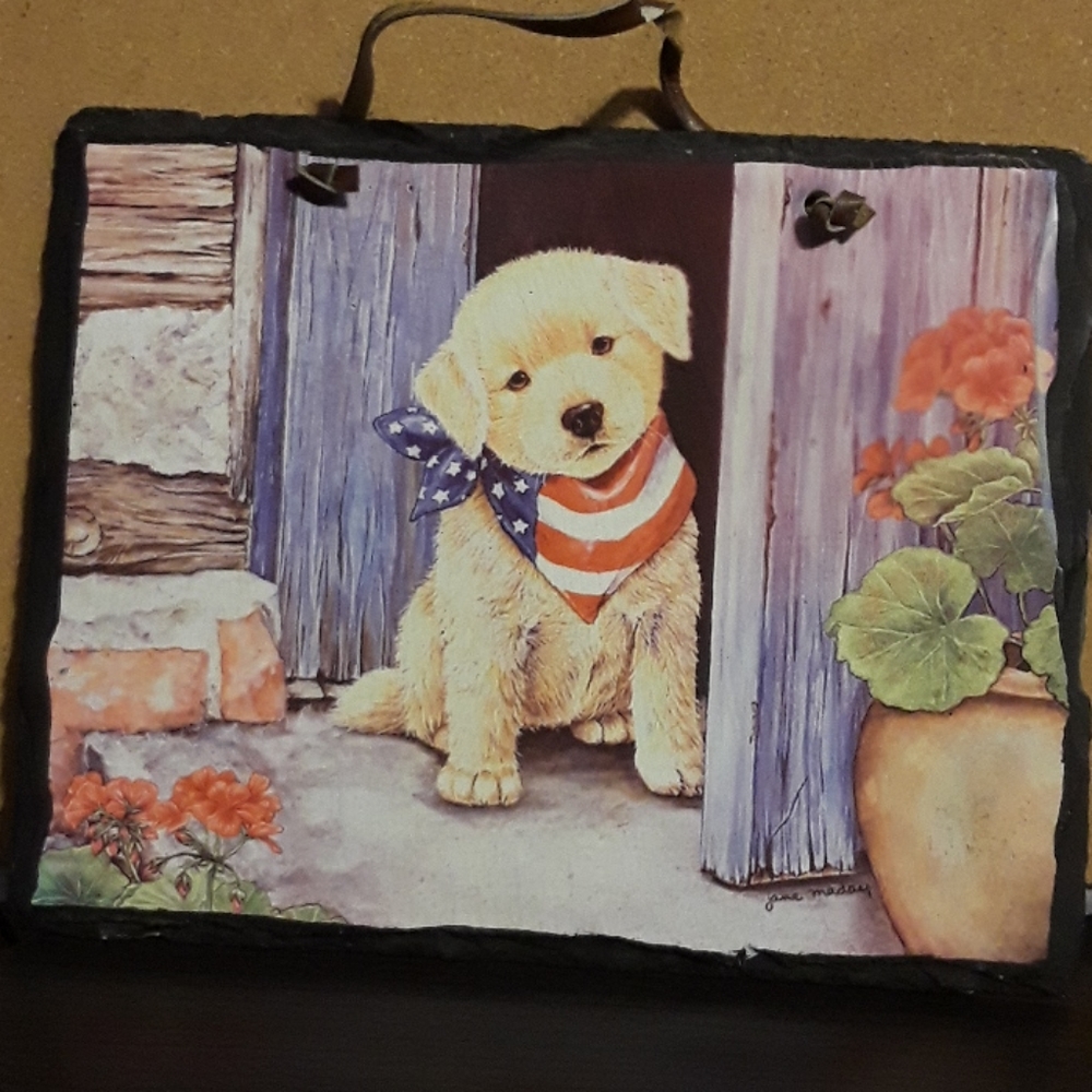 Puppy sign wall decor slate